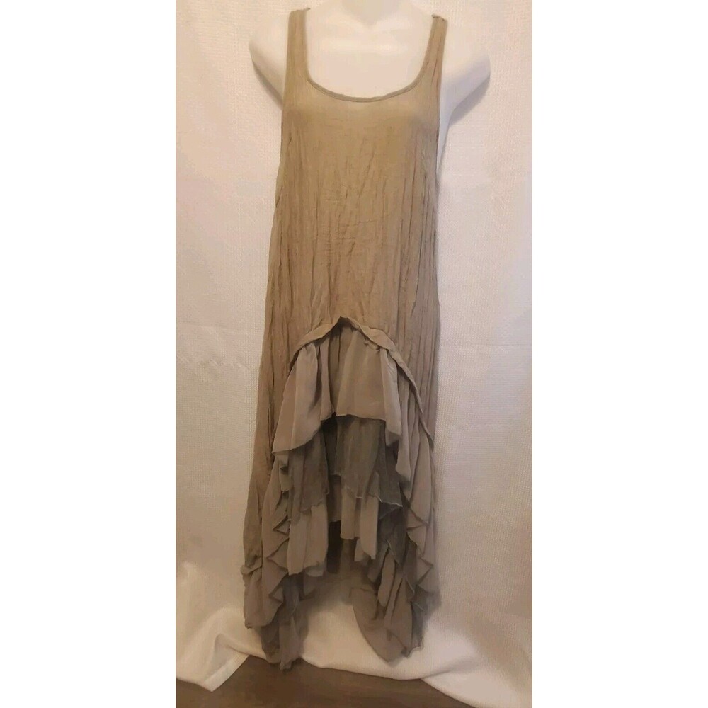 Cecico Dress Size S Romantic w/ Layers of Ruffles Sheer Hi- Low Tiered Layered